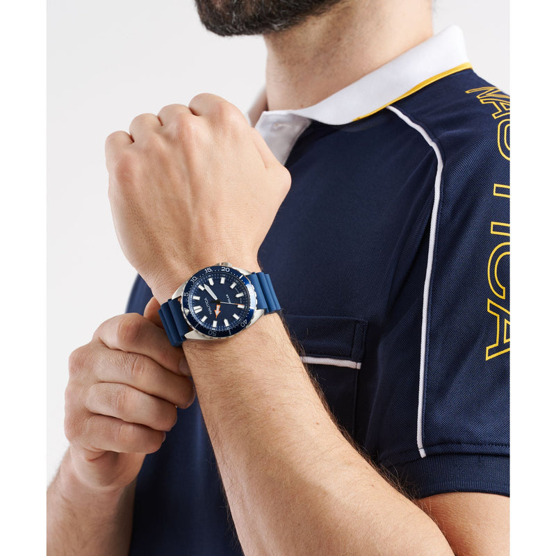 Nautica Vintage Blue Round Dial Quartz Analog Men Watch Watch Nautica