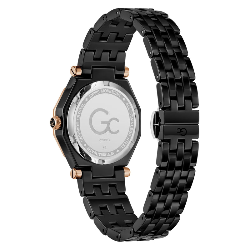 Gc Gleam Black Round Quartz Women Watch - Guess Collection Watch Gc