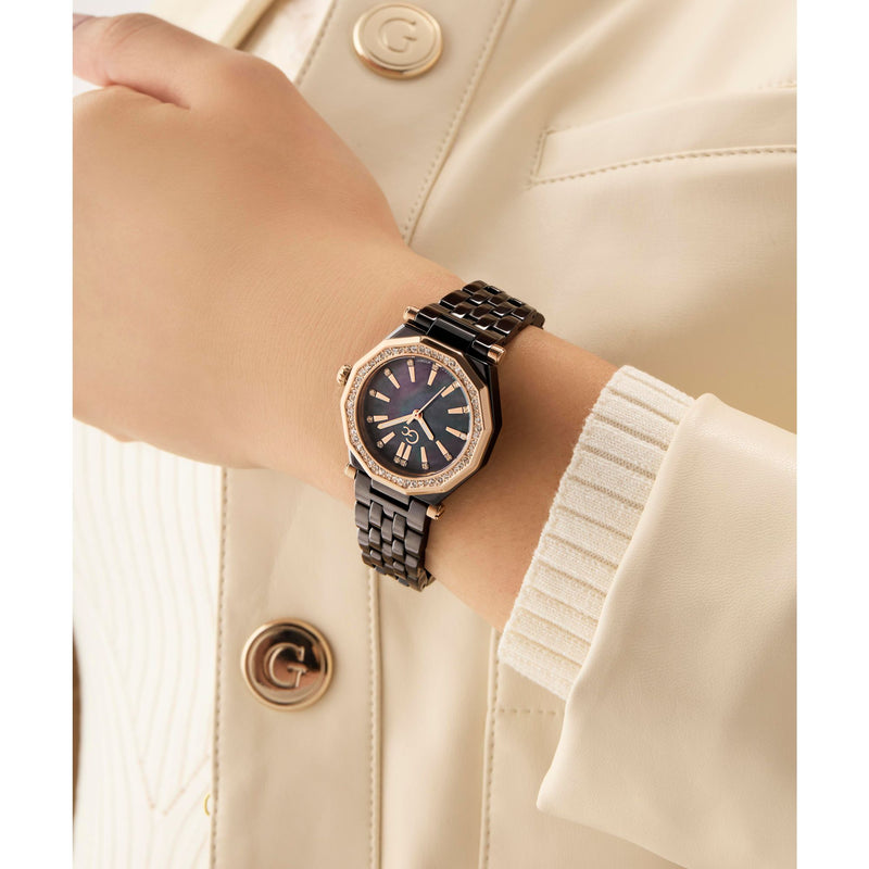 Gc Gleam Black Round Quartz Women Watch - Guess Collection Watch Gc