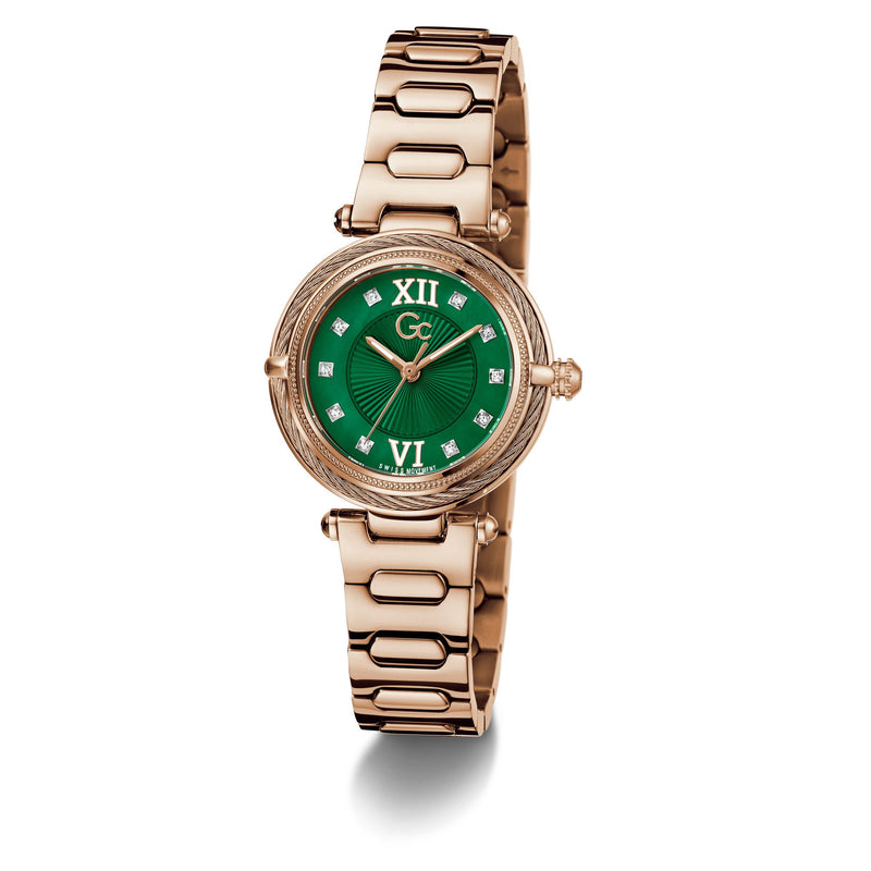 Gc Vogue Cable Green Round Quartz Women Watch - Guess Collection Watch Gc