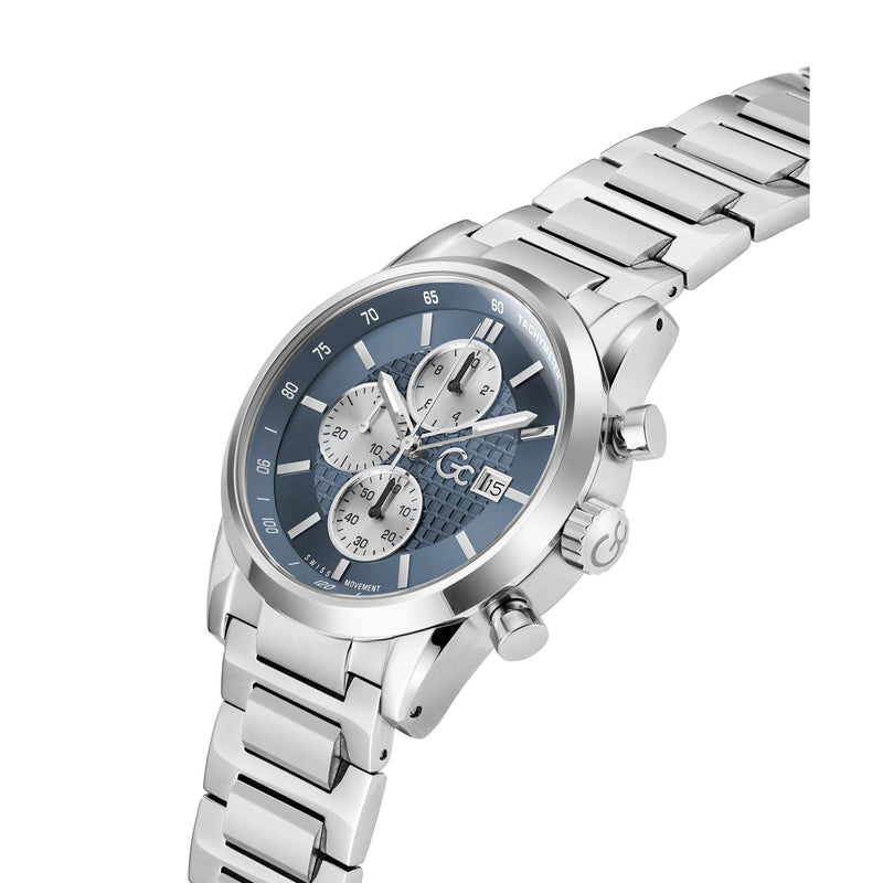 Gc Gallant Blue Round Quartz Men Watch - Guess Collection Watch Gc