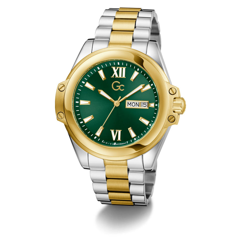 Gc Bolt Green Round Quartz Men Watch - Guess Collection Watch Gc