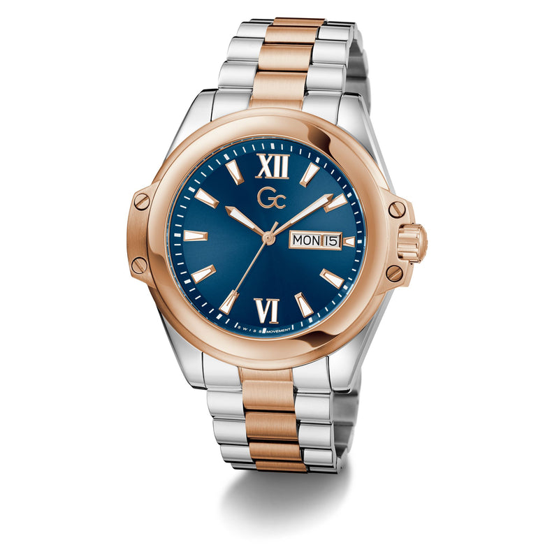 Gc Bolt Blue Round Quartz Men Watch - Guess Collection Watch Gc