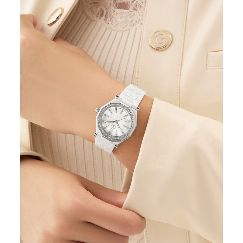 Gc Gleam White Round Quartz Women Watch - Guess Collection Watch Gc