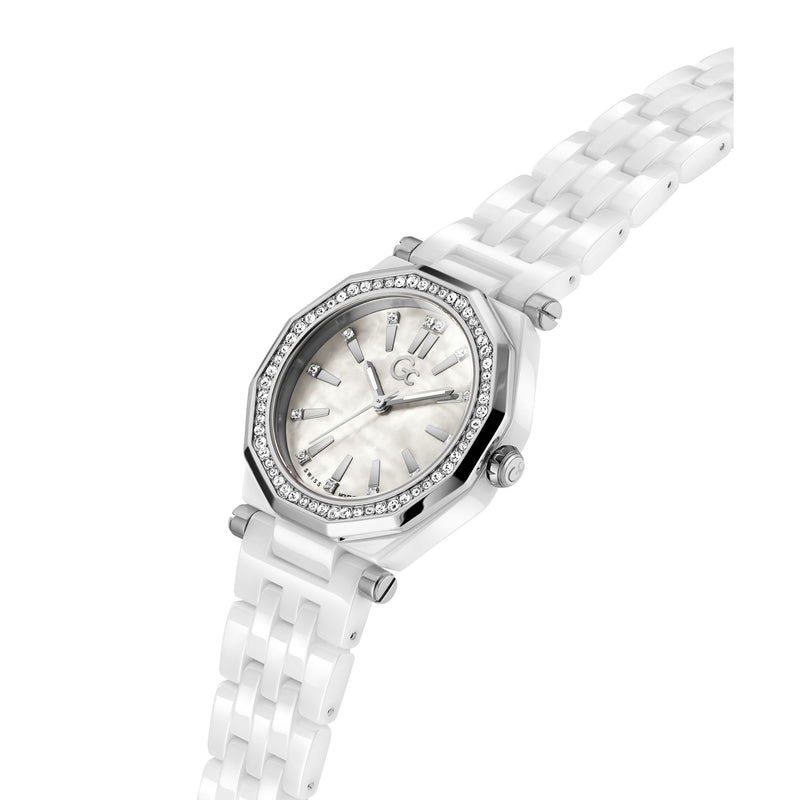 Gc Gleam White Round Quartz Women Watch - Guess Collection Watch Gc