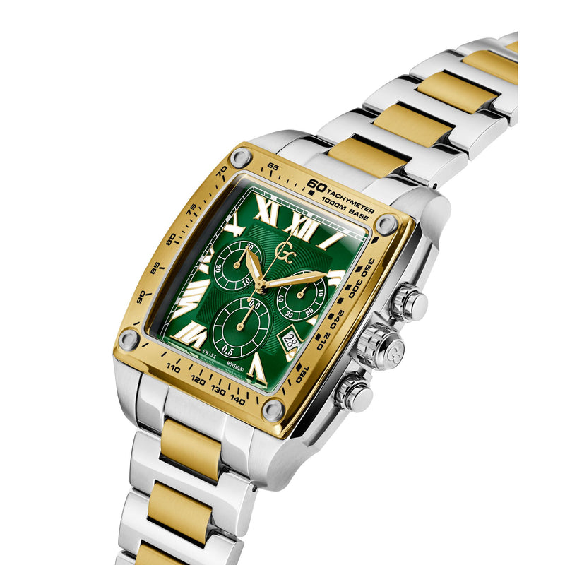 Gc Retrofit Green Square Quartz Men Watch - Guess Collection Watch Gc