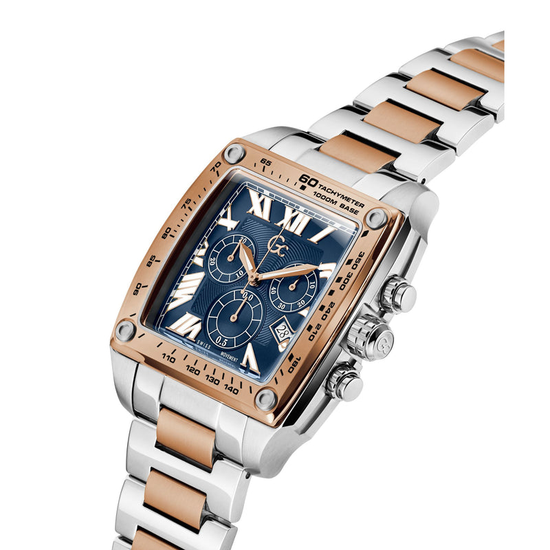 Gc Retrofit Blue Square Quartz Men Watch - Guess Collection Watch Gc