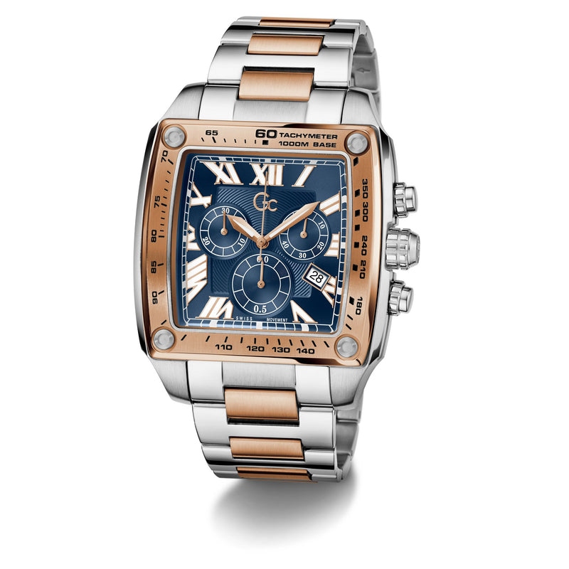 Gc Retrofit Blue Square Quartz Men Watch - Guess Collection Watch Gc