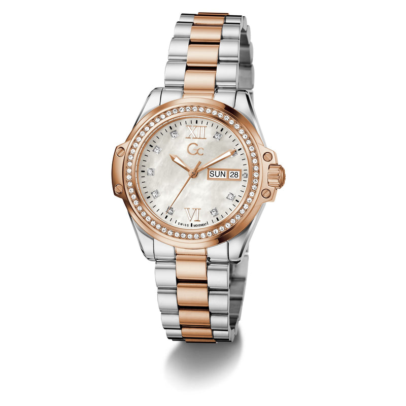 Gc Bolt Lady White Round Quartz Women Watch - Guess Collection Watch Gc