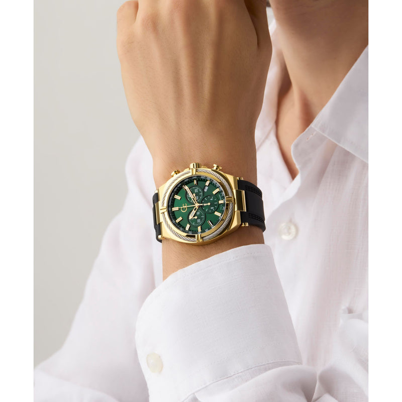Gc Ironclass Green Round Quartz Men Watch - Guess Collection Watch Gc
