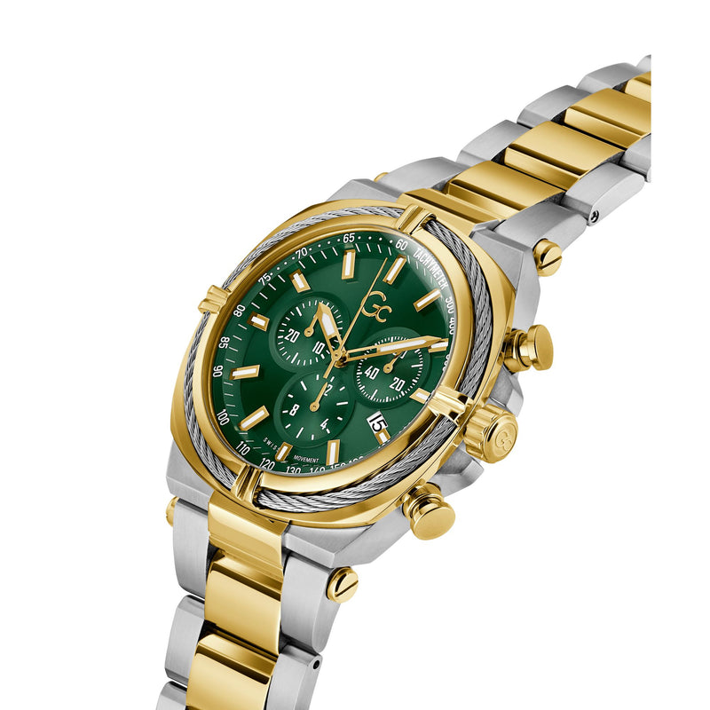 Gc Ironclass Green Round Quartz Men Watch - Guess Collection Watch Gc