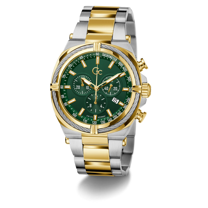 Gc Ironclass Green Round Quartz Men Watch - Guess Collection Watch Gc