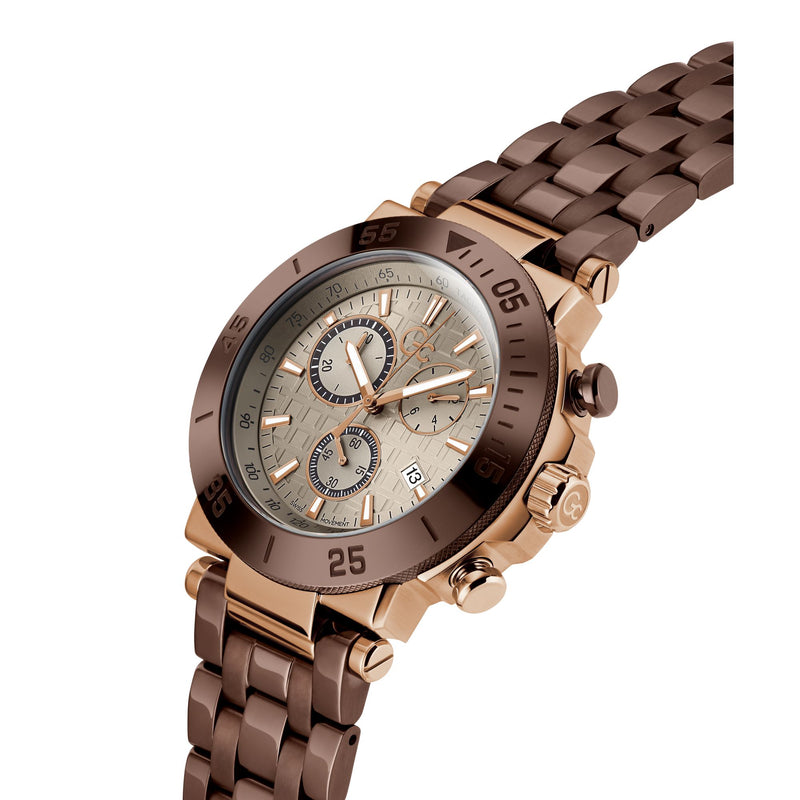 Gc One Sport Beige Round Quartz Men Watch - Guess Collection Watch Gc