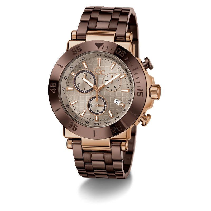 Gc One Sport Beige Round Quartz Men Watch - Guess Collection Watch Gc
