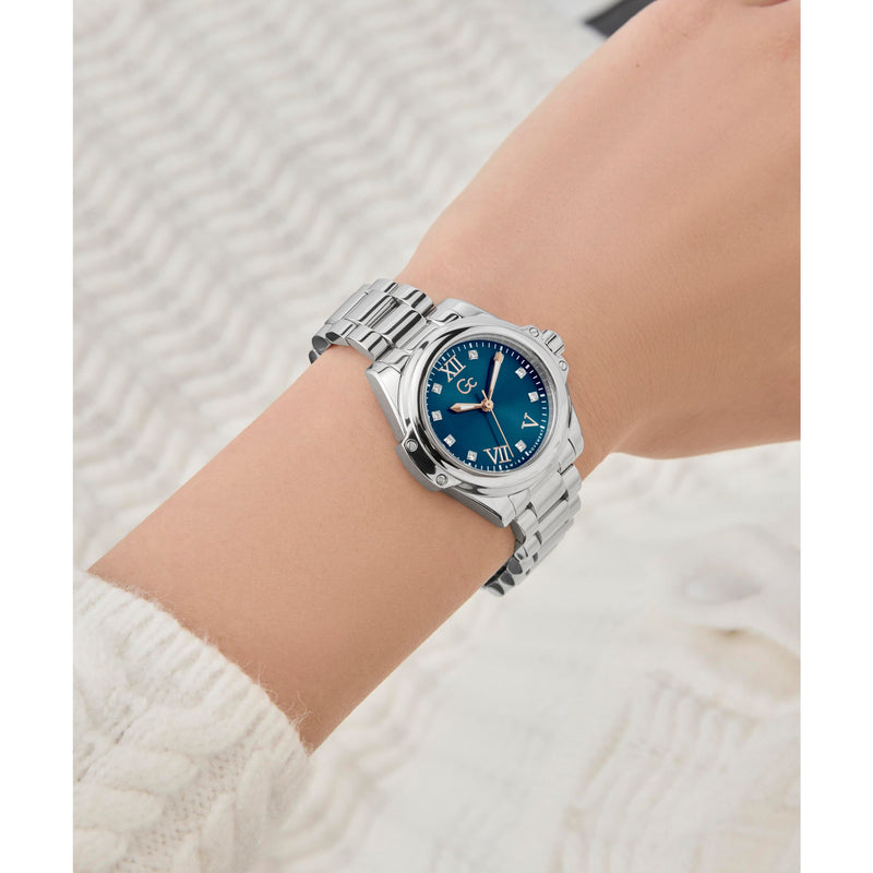 Gc Bolt Lady Mini Blue Round Quartz Women Watch Watch Gc