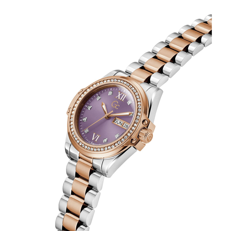 Gc Bolt Lady Purple Round Quartz Women Watch Watch Gc