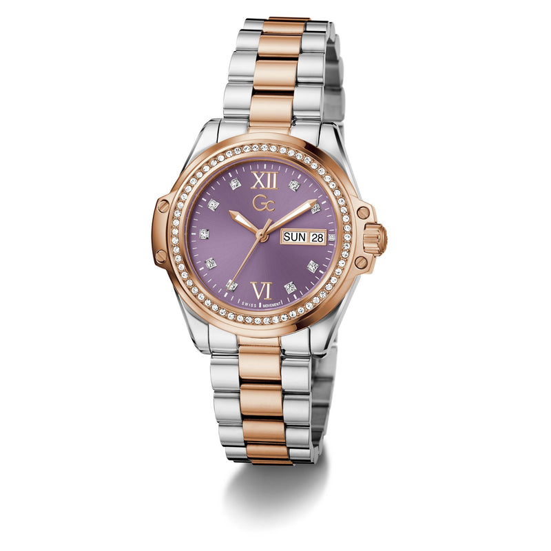 Gc Bolt Lady Purple Round Quartz Women Watch Watch Gc