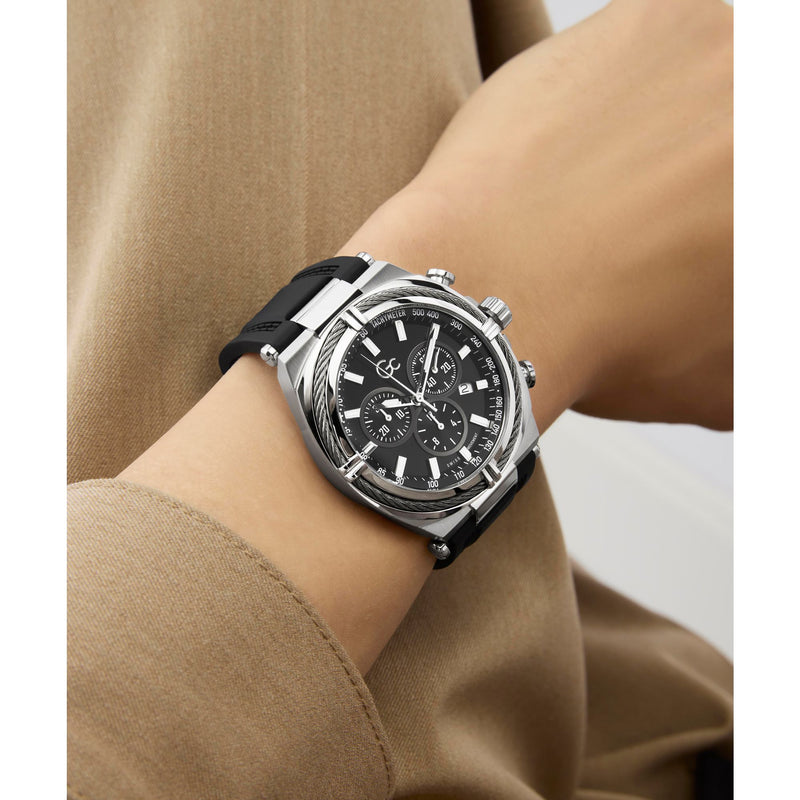 Gc Ironclass Black Round Quartz Men Watch Watch Gc