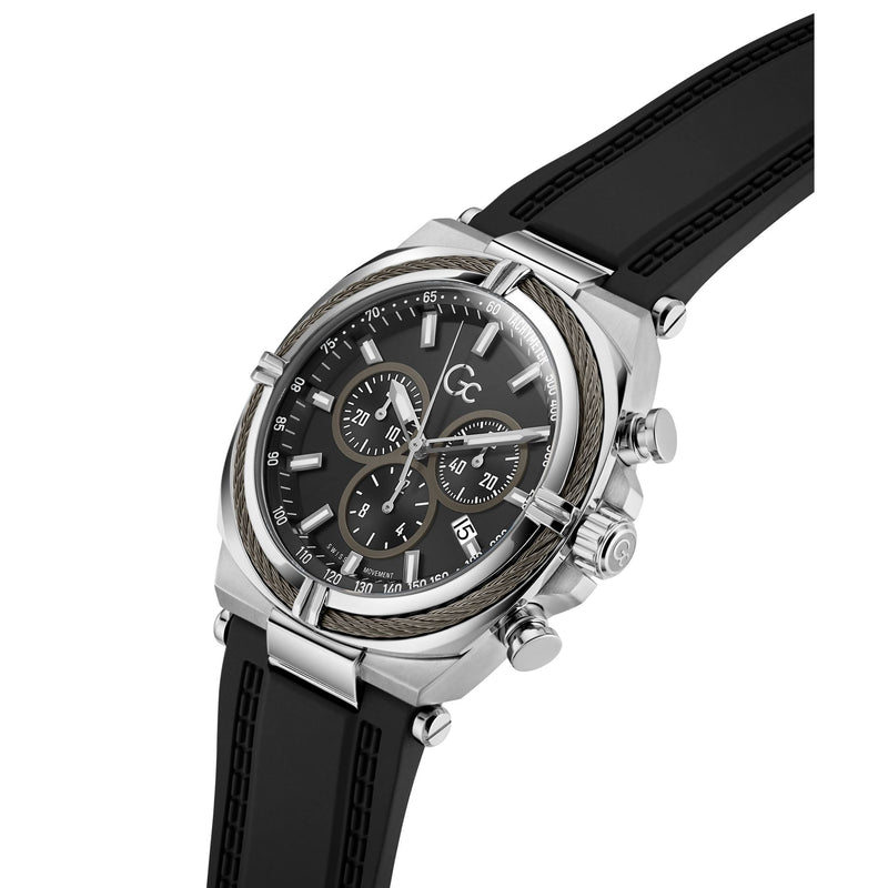 Gc Ironclass Black Round Quartz Men Watch Watch Gc