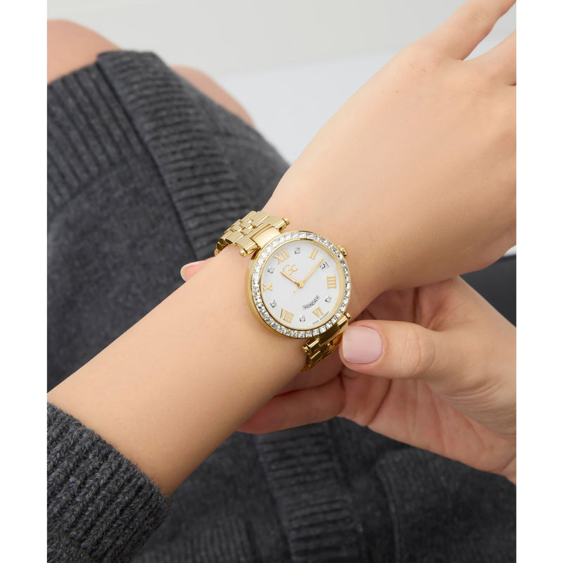 Gc Flair Crystal White Round Quartz Women Watch Watch Gc