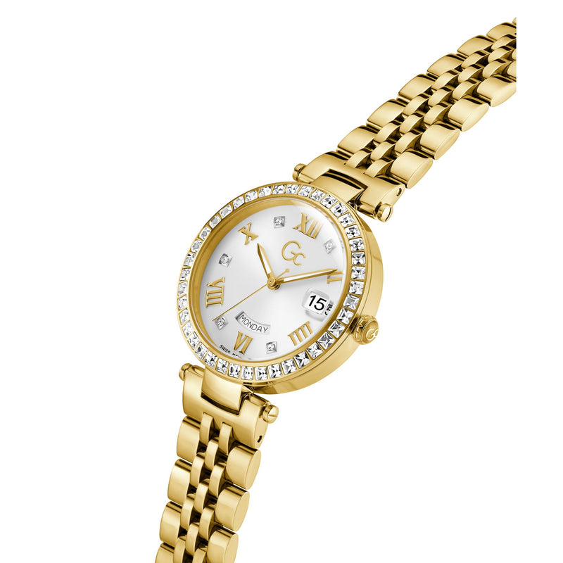 Gc Flair Crystal White Round Quartz Women Watch Watch Gc