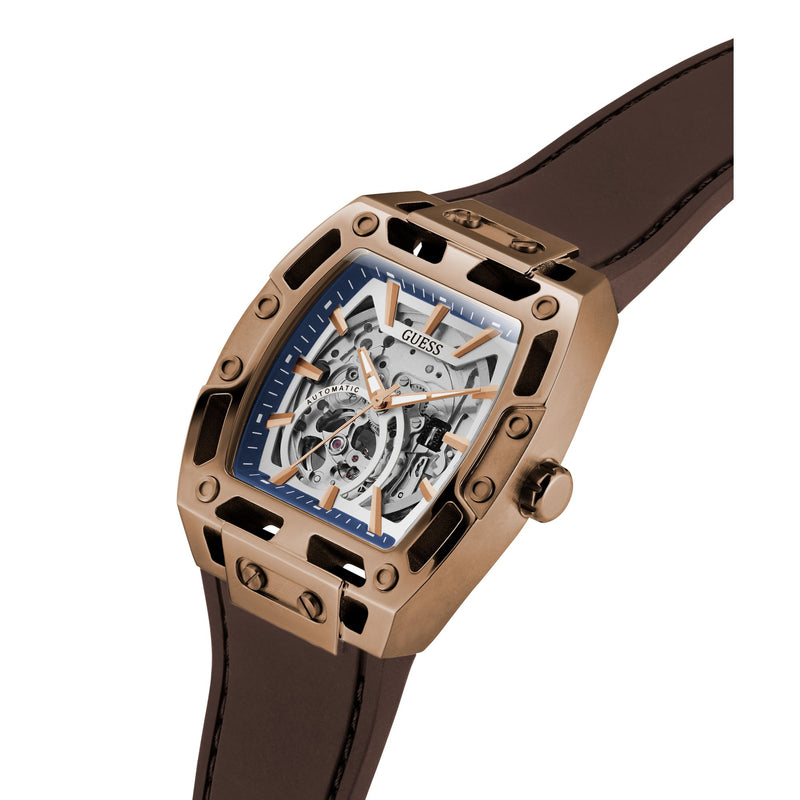 Guess Phoenix Silver Rectangle Mechanical Automatic Men Watch Watch Guess