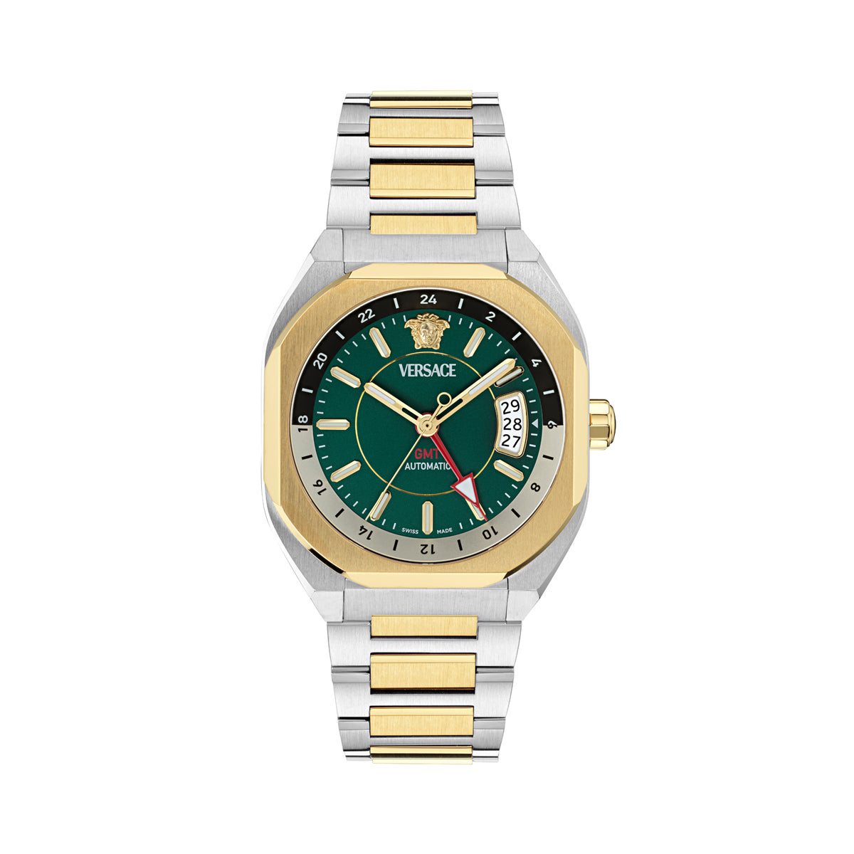 Versace V-Contempo Gmt Green Asymmetrical Quartz Men Watch