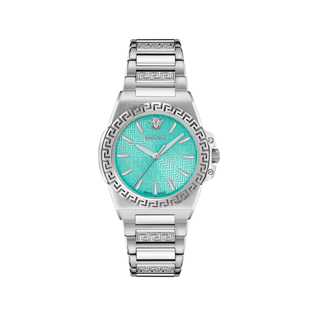 Versace Greca Reaction Lady Light Blue Round Quartz Women Watch