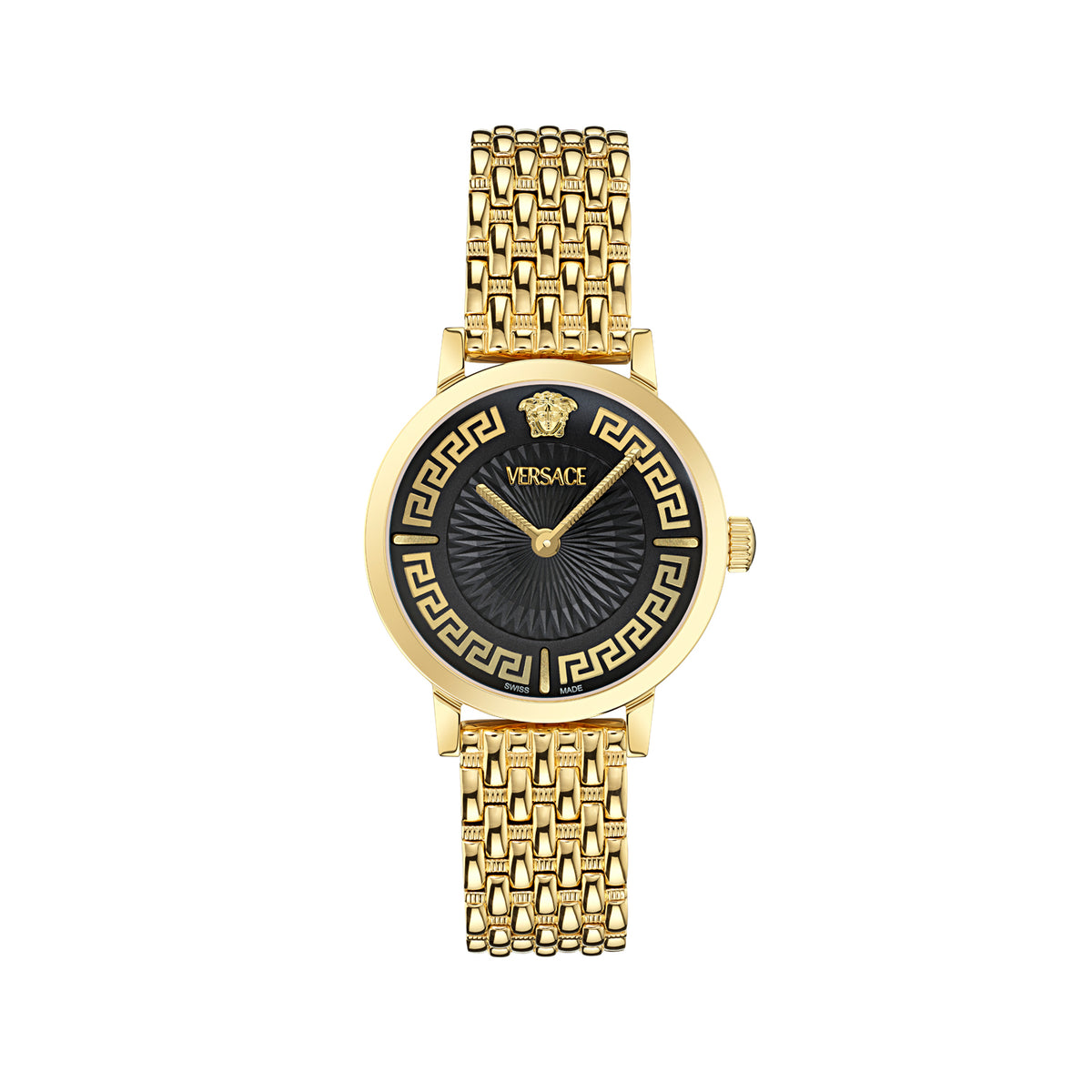 Versace Greca Fortuna Black Round Quartz Women Watch