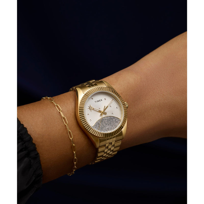 Timex Trend Round 21mm White Dial Analog Women Watch - TW2Y20300IK Watch Timex