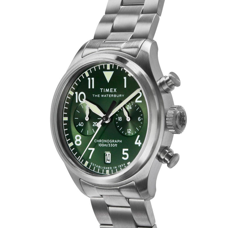 Timex Waterbury Round 21mm Green Dial Analog Men Watch - TW2Y19100IK Watch Timex