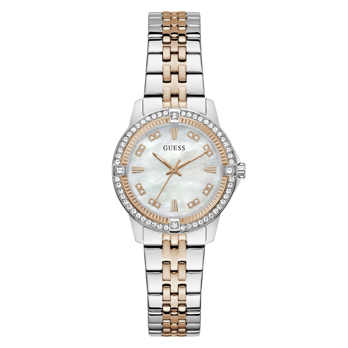 Guess Round 32mm White Dial Analog Women Watch - GW1027L5