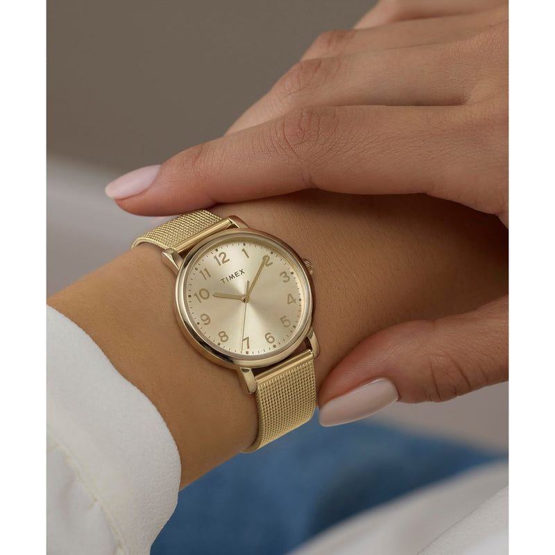 Timex Round 38mm Gold Dial Analog Women Watch - TW2Y68900UJ Watch Timex