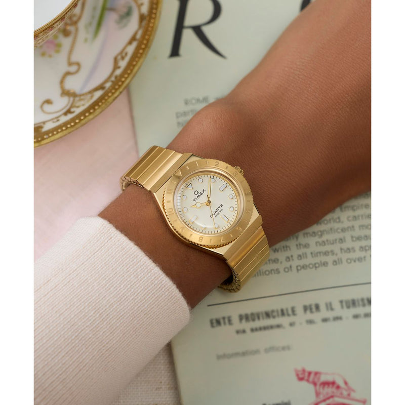 Timex Q Sport Round 30mm Beige Dial Analog Women Watch - TW2Y57500UJ Watch Timex
