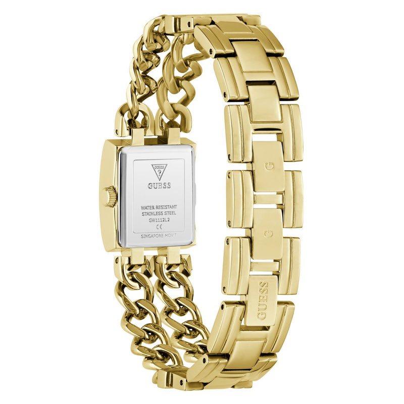 Guess Rectangle 20mm Champagne Dial Analog Women Watch - GW1112L2 Watch Guess