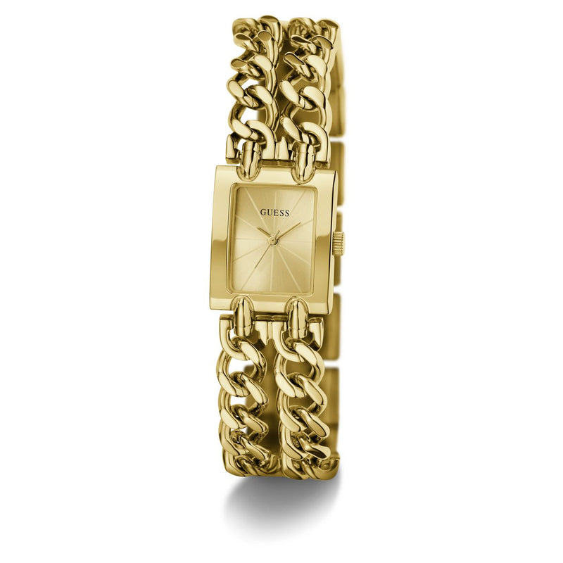 Guess Rectangle 20mm Champagne Dial Analog Women Watch - GW1112L2 Watch Guess