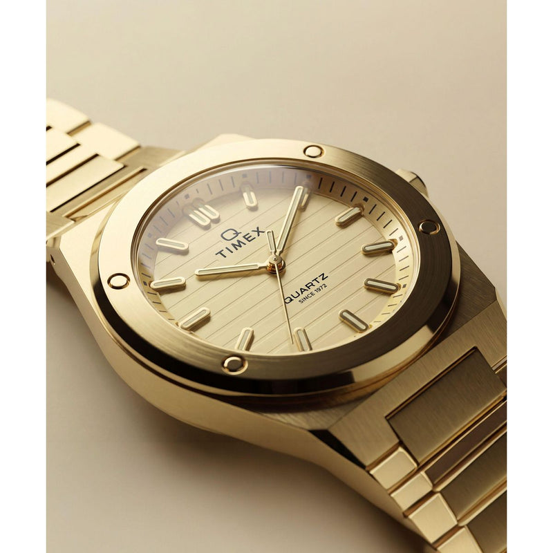Timex Q Round 34mm Gold Dial Analog Women Watch - TW2Y82000UJ Watch Timex