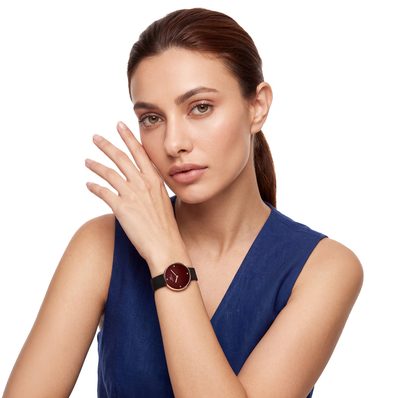 Daniel Wellington Round 30mm Burgundy Dial Analog Women Watch - DW0DL2702 Watch Daniel Wellington