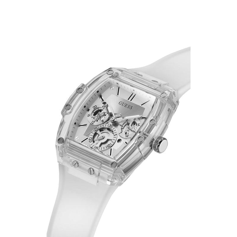 Guess Phoenix Silver Tone Tonneau Dial Quartz Analog Men Watch Watch Guess