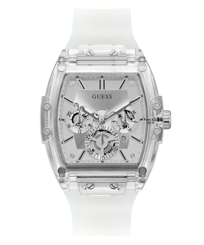 Guess Phoenix Silver Tone Tonneau Dial Quartz Analog Men Watch Watch Guess
