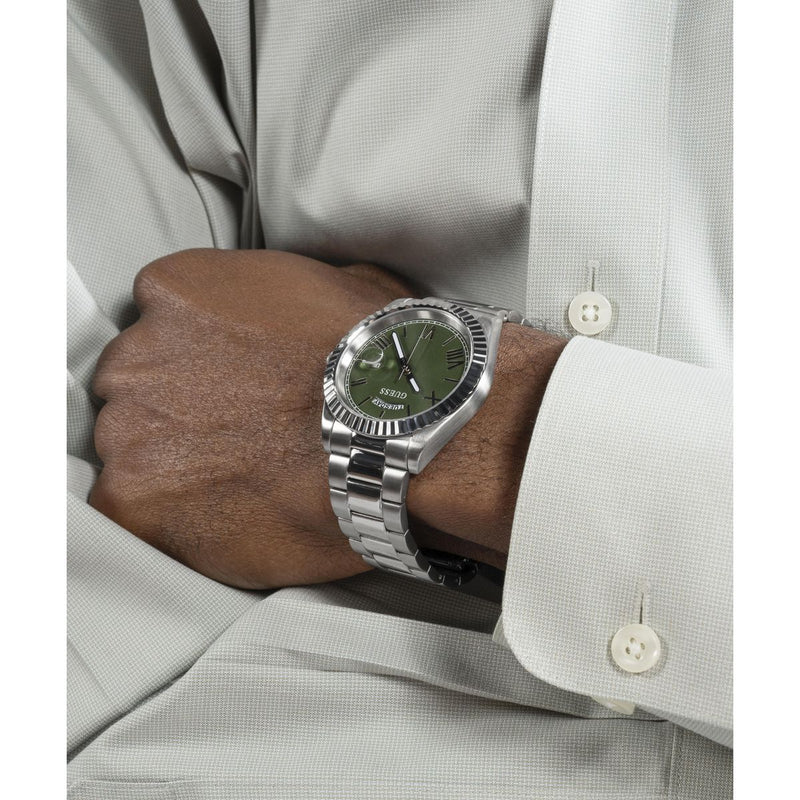 Guess Connoisseur Green Round Dial Quartz Analog Men Watch Watch Guess