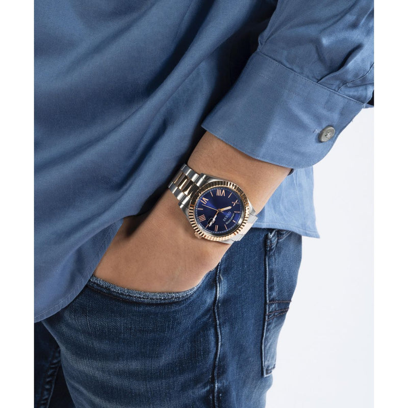 Guess Connoisseur Blue Round Dial Quartz Analog Men Watch Watch Guess