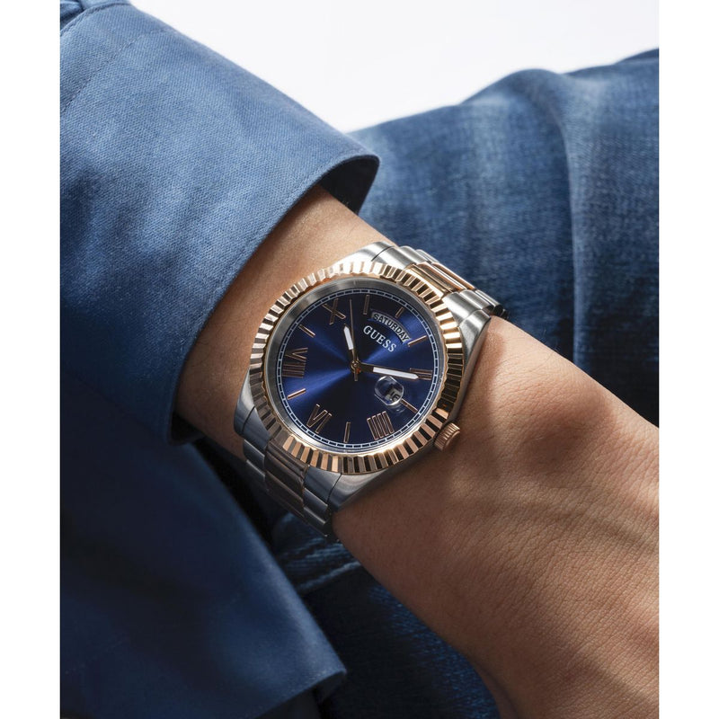 Guess Connoisseur Blue Round Dial Quartz Analog Men Watch Watch Guess