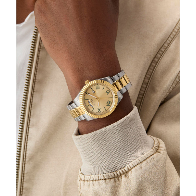 Guess Connoisseur Champagne Round Dial Quartz Analog Men Watch Watch Guess