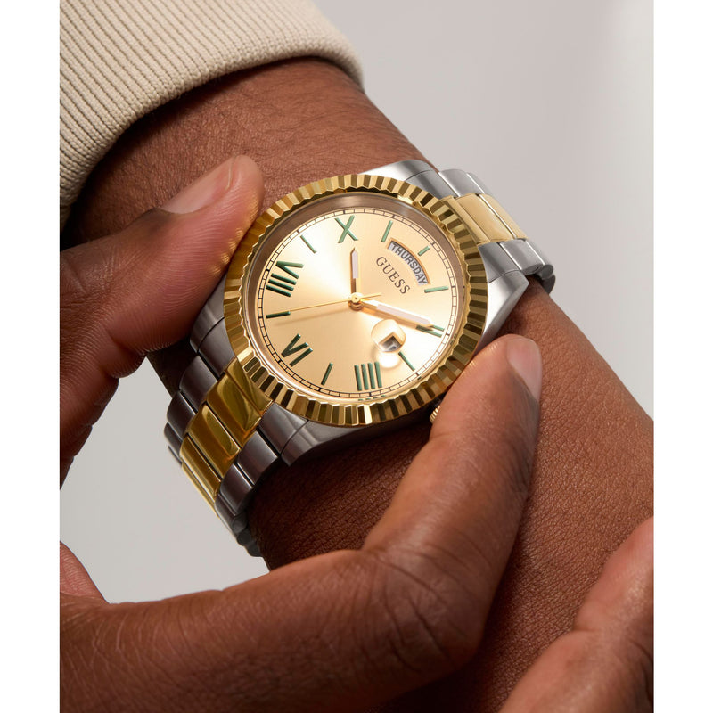 Guess Connoisseur Champagne Round Dial Quartz Analog Men Watch Watch Guess