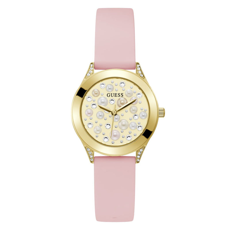 Guess Champagne Round Dial Quartz Analog Women Watch Watch Guess