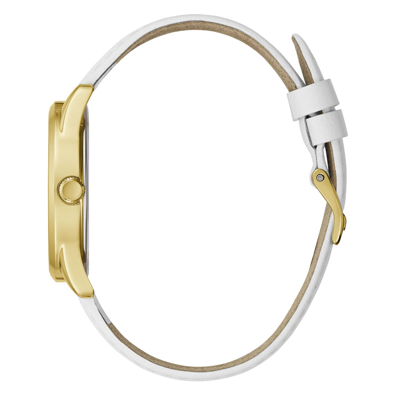 Guess Emblem Leather Gold Round Dial Quartz Analog Women Watch Watch Guess