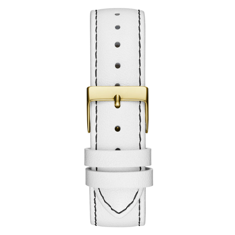 Guess Emblem Leather Gold Round Dial Quartz Analog Women Watch Watch Guess