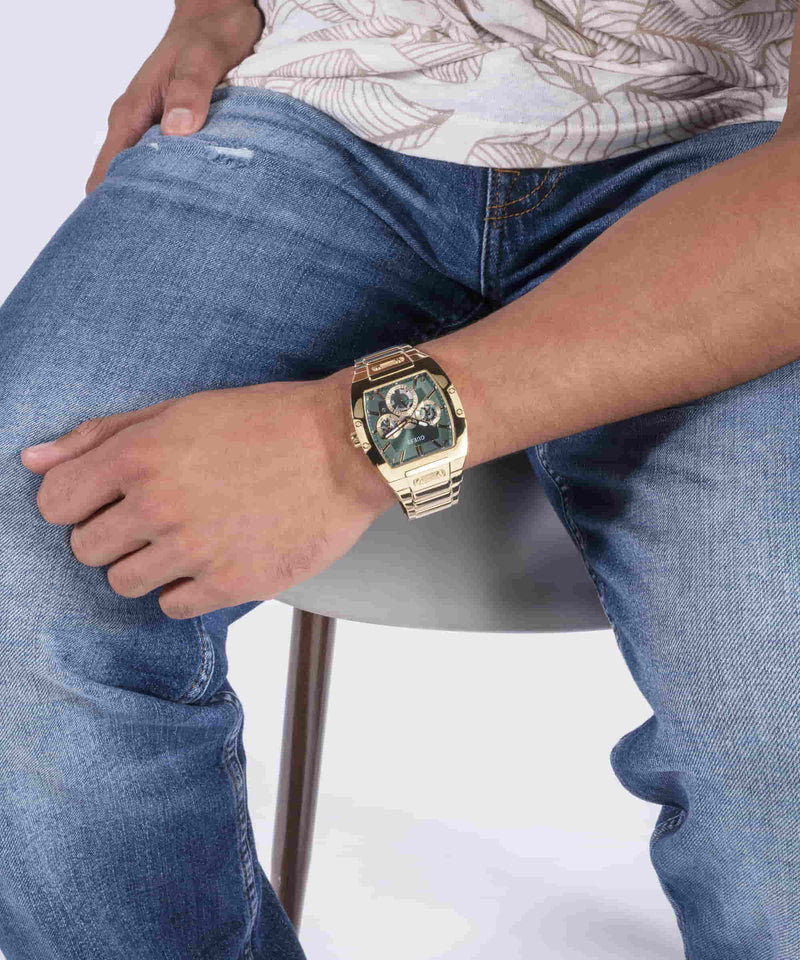 Guess Phoenix Gold Square Dial Multi-function Men Watch Watch Guess