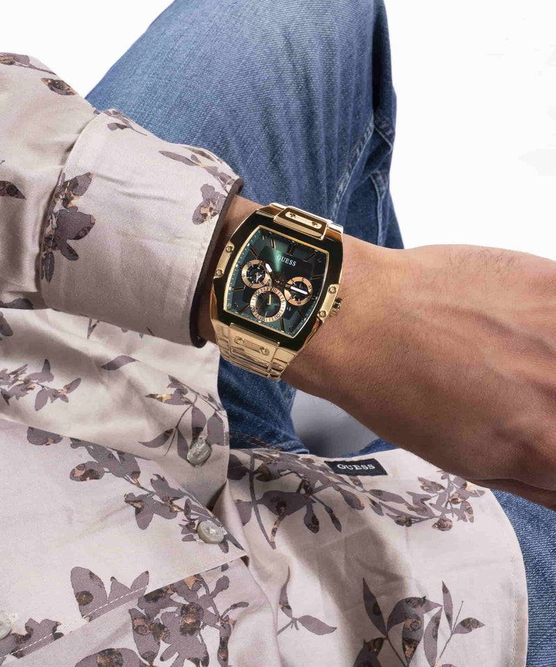 Guess Phoenix Gold Square Dial Multi-function Men Watch Watch Guess